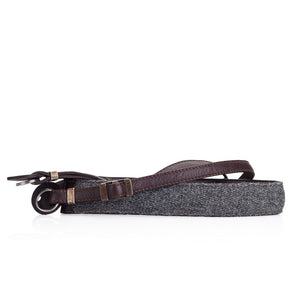 Cecilia Accessories_Neck Strap, Charcoal Alpaca/Brown Leather