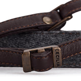 Cecilia Accessories_Neck Strap, Charcoal Alpaca/Brown Leather