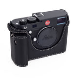 Arte di Mano Half Case for Leica M/M-P (Typ 240) for Multifunction Handgrip with Fingerloop Cutout - Minerva Black with White Stitching