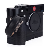 Arte di Mano Leather Finger Loop for Leica M (Typ 240) - Minerva Black with Black Stitching, Silver Metal
