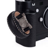 Arte di Mano Leather Finger Loop for Leica M (Typ 240) - Minerva Black with White Stitching, Silver Metal