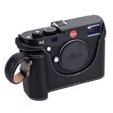 Arte di Mano Leather Finger Loop for Leica M (Typ 240) - Minerva Black with White Stitching, Silver Metal