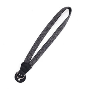 Cecilia Wrist Strap, Charcoal Alpaca/ Black Leather