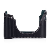 Used Arte di Mano Half Case for Leica M (Typ 240) for Regular Handgrip with Finger Loop Cutout - Minerva Black with White Stitching